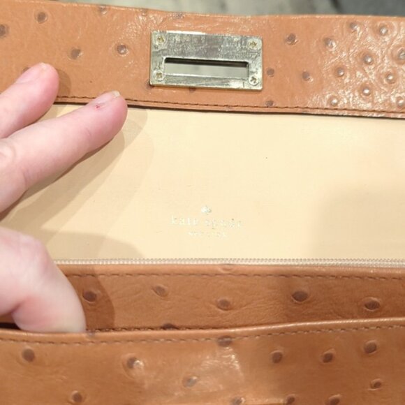 Kate Spade Combo Large Catalina purse and wallet in Cognac Ostrich leather - Picture 6 of 12